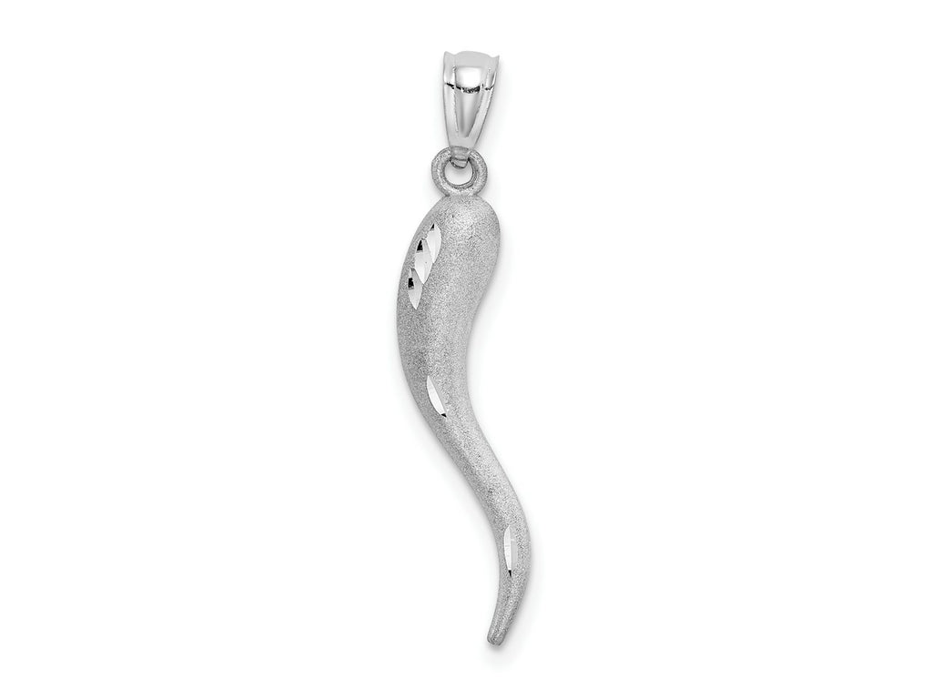 FJC Finejewelers 10 kt White Gold Themed Solid Bright Cut Italian Horn Charm 30 mm x 5 mm