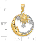 FJC Finejewelers 10 kt Yellow Gold and Rhodium Bright Cut Moon, Stars, and Sun Charm 28 x 20 mm