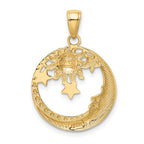 FJC Finejewelers 10 kt Yellow Gold and Rhodium Bright Cut Moon, Stars, and Sun Charm 28 x 20 mm