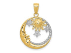 FJC Finejewelers 10 kt Yellow Gold and Rhodium Bright Cut Moon, Stars, and Sun Charm 28 x 20 mm