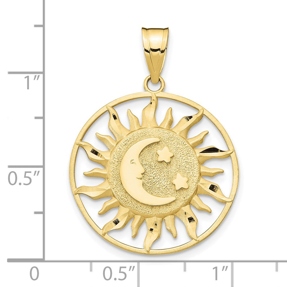 FJC Finejewelers 10 kt Yellow Gold Polished Sun with Moon and Star Charm 31 x 22 mm
