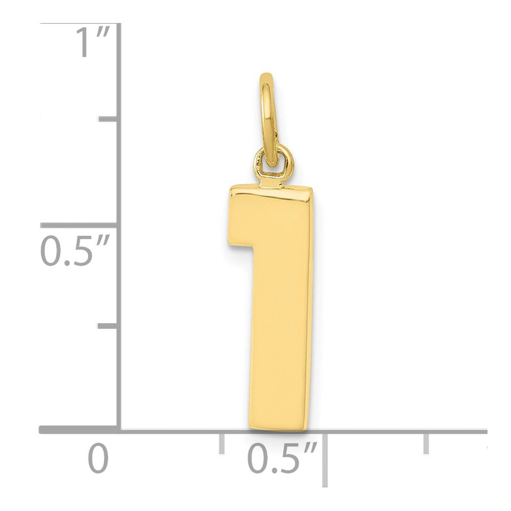FJC Finejewelers 10 kt Yellow Gold Casted Medium Polished Number 1 Charm 22 x 5 mm