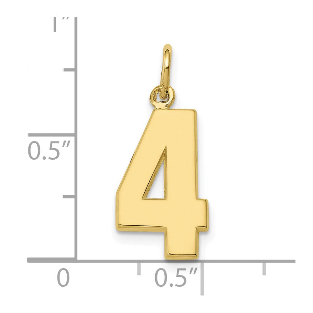 FJC Finejewelers 10 kt Yellow Gold Casted Medium Polished Number 4 Charm 22 x 9 mm