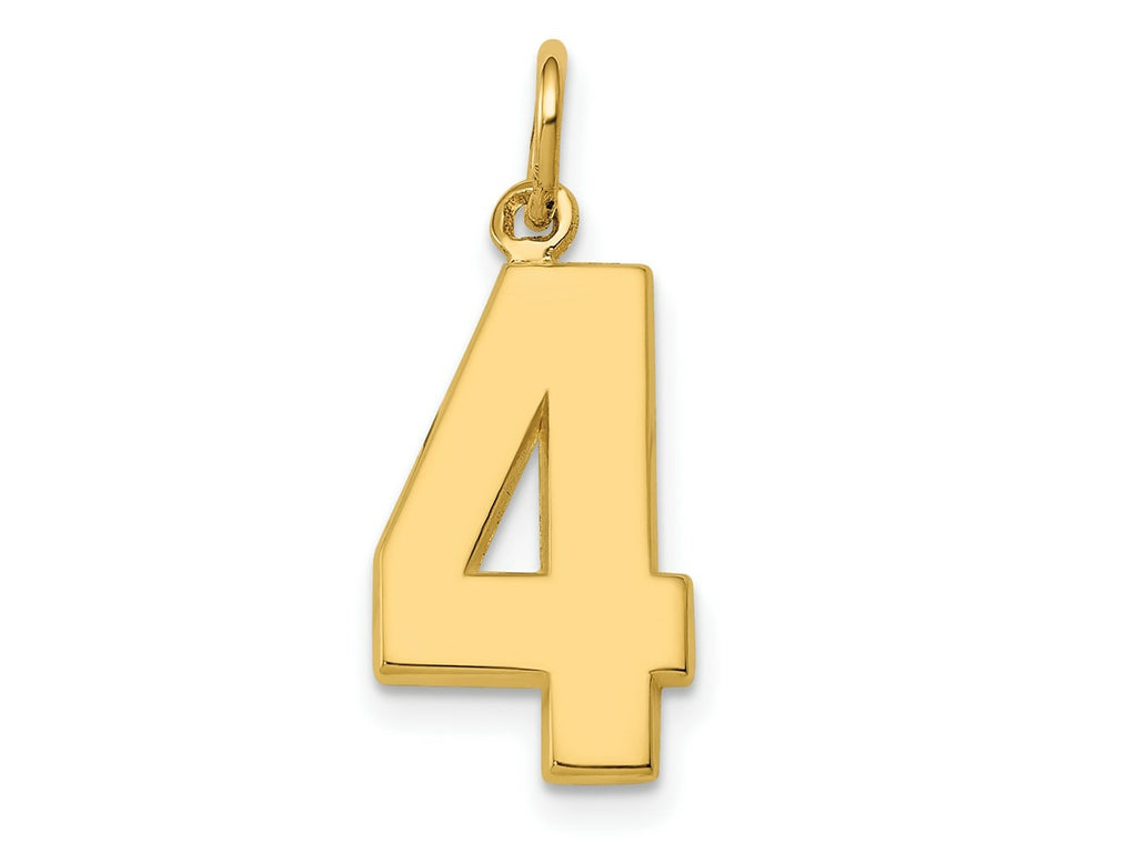 FJC Finejewelers 10 kt Yellow Gold Casted Medium Polished Number 4 Charm 22 x 9 mm