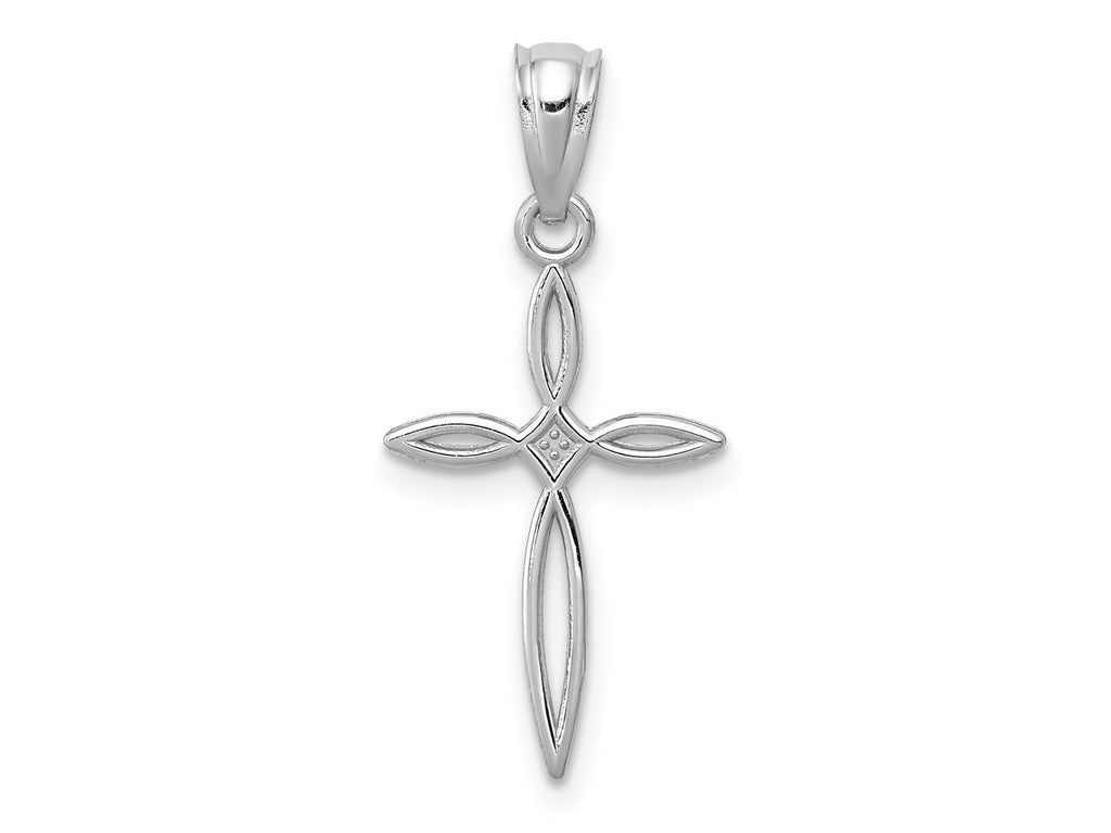 FJC Finejewelers 10 kt White Gold Themed Passion Cross Charm 24 mm x 10.96 mm