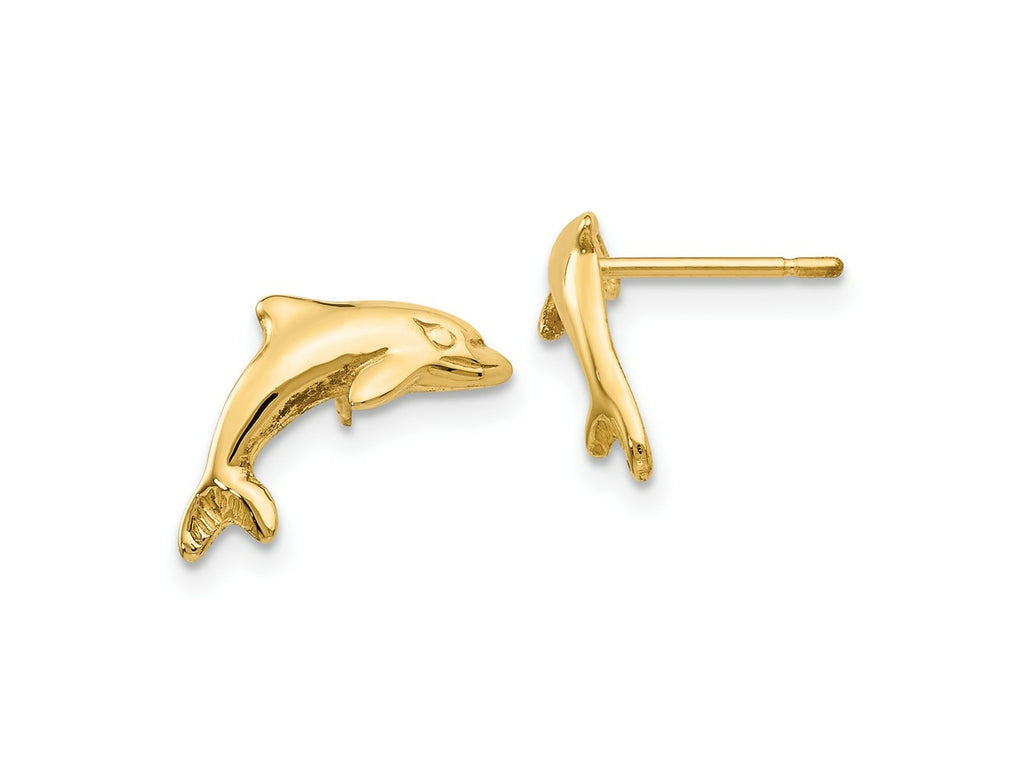 FJC Finejewelers 10 kt Yellow Gold Button Dolphin Earrings 11 mm x 9 mm