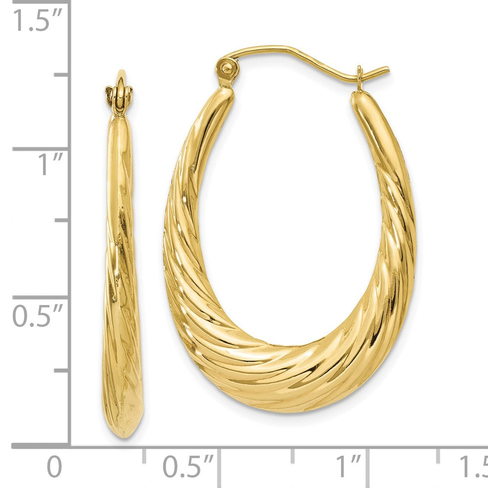 FJC Finejewelers 10 kt Yellow Gold Polished Twisted Oval Hollow Hoop Earrings 32 mm x 22 mm
