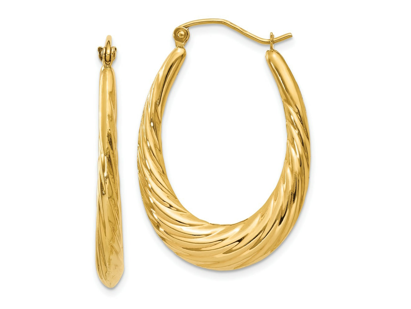 FJC Finejewelers 10 kt Yellow Gold Polished Twisted Oval Hollow Hoop Earrings 32 mm x 22 mm