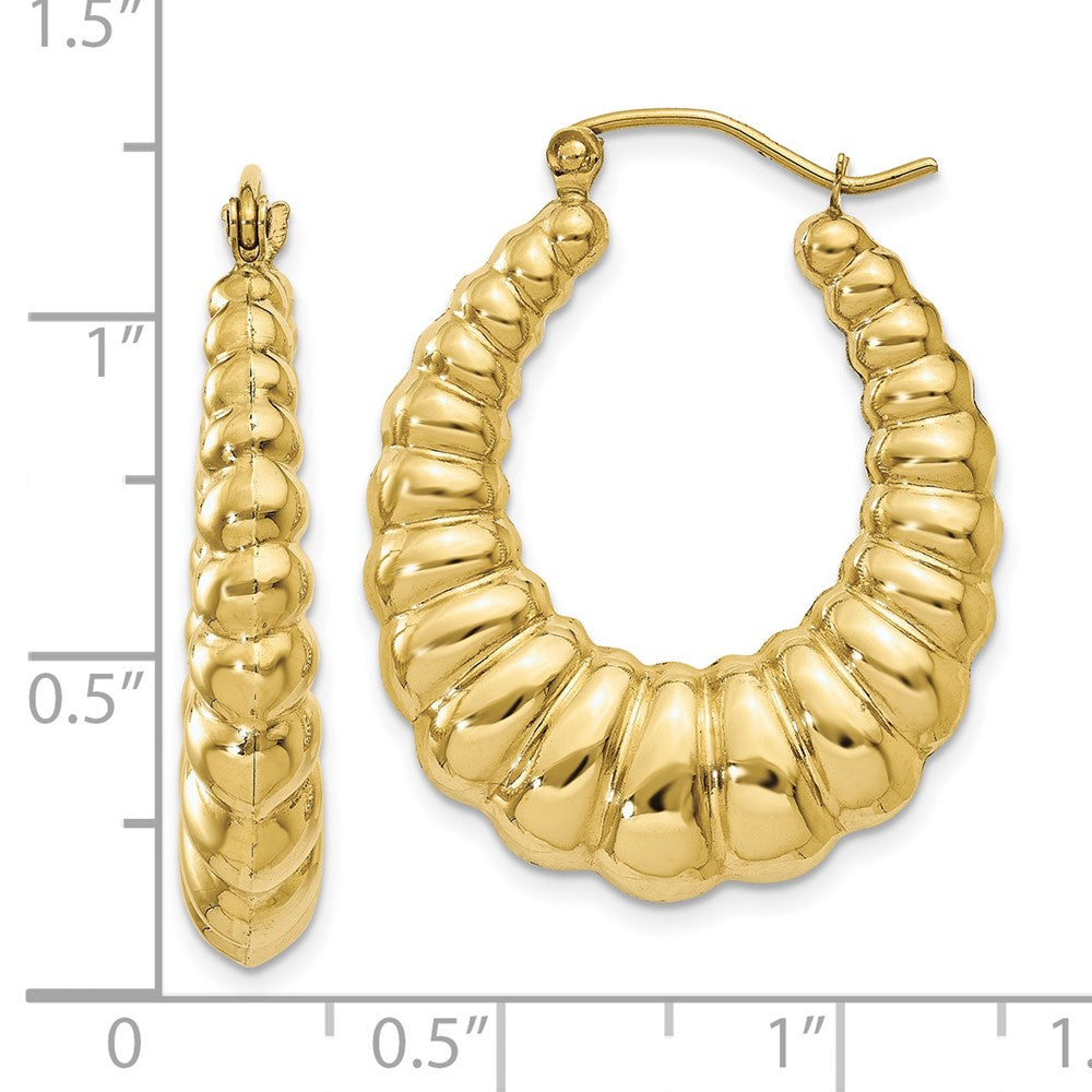 FJC Finejewelers 10 kt Yellow Gold Polished Scalloped Hoop Earrings 13 mm x 5 mm