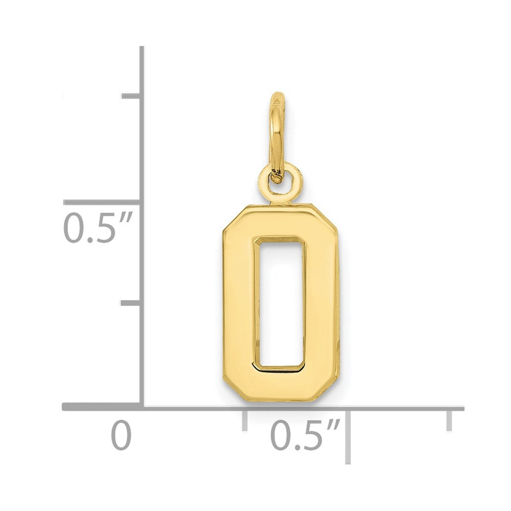 FJC Finejewelers 10 kt Yellow Gold Casted Small Polished Number 0 Charm 20 x 7 mm