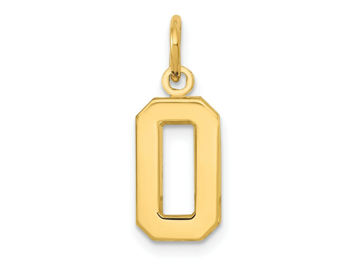 FJC Finejewelers 10 kt Yellow Gold Casted Small Polished Number 0 Charm 20 x 7 mm
