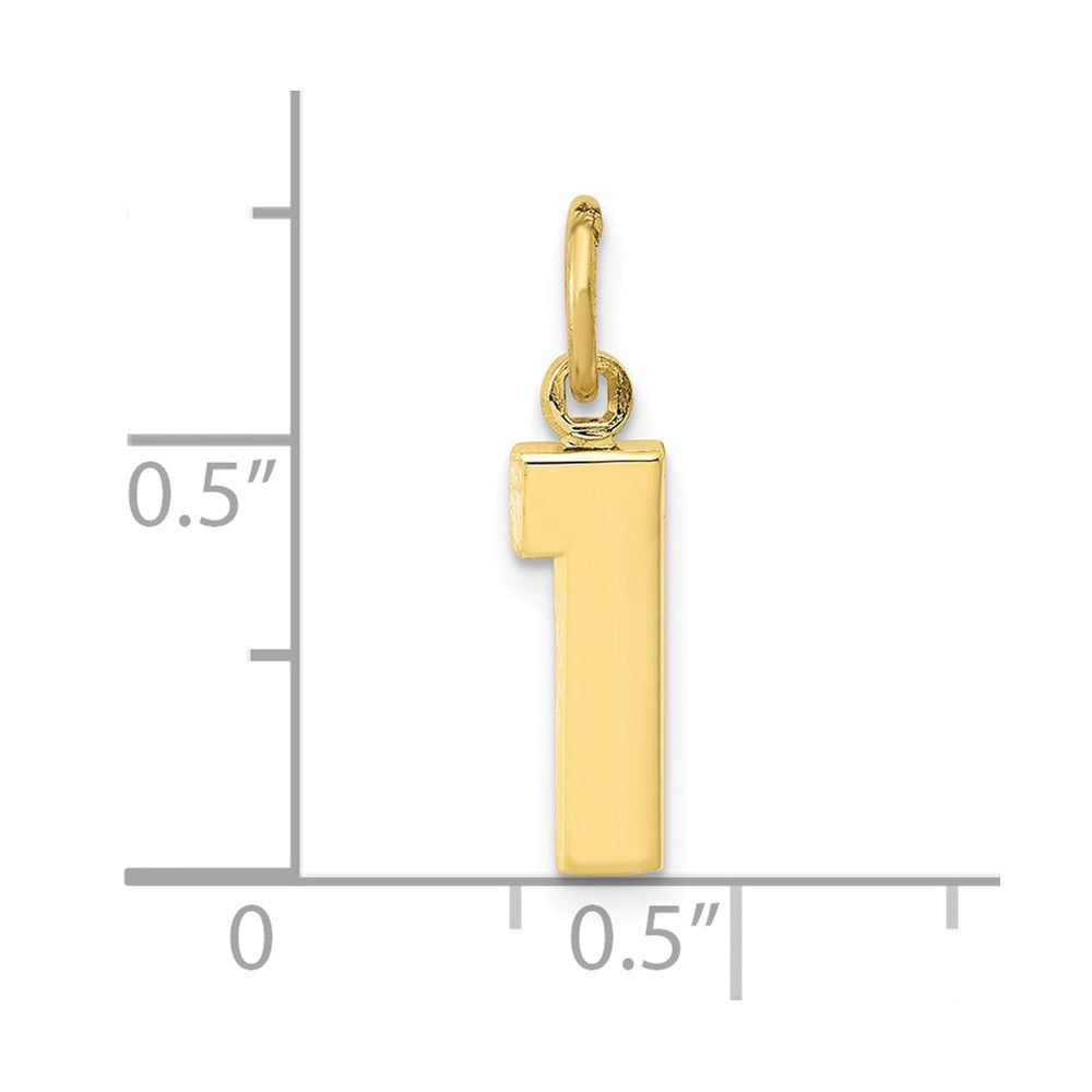 FJC Finejewelers 10 kt Yellow Gold Casted Small Polished Number 1 Charm 20 x 4 mm