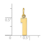 FJC Finejewelers 10 kt Yellow Gold Casted Small Polished Number 1 Charm 20 x 4 mm