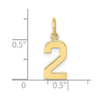 FJC Finejewelers 10 kt Yellow Gold Casted Small Polished Number 2 Charm 20 x 7 mm