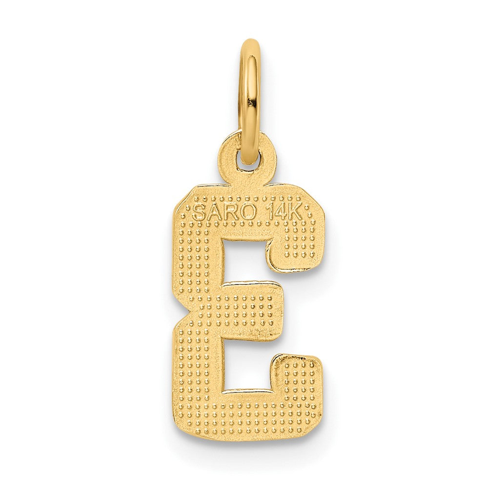 FJC Finejewelers 10 kt Yellow Gold Casted Small Polished Number 3 Charm 20 x 7 mm