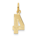 FJC Finejewelers 10 kt Yellow Gold Casted Small Polished Number 4 Charm 20 x 7 mm