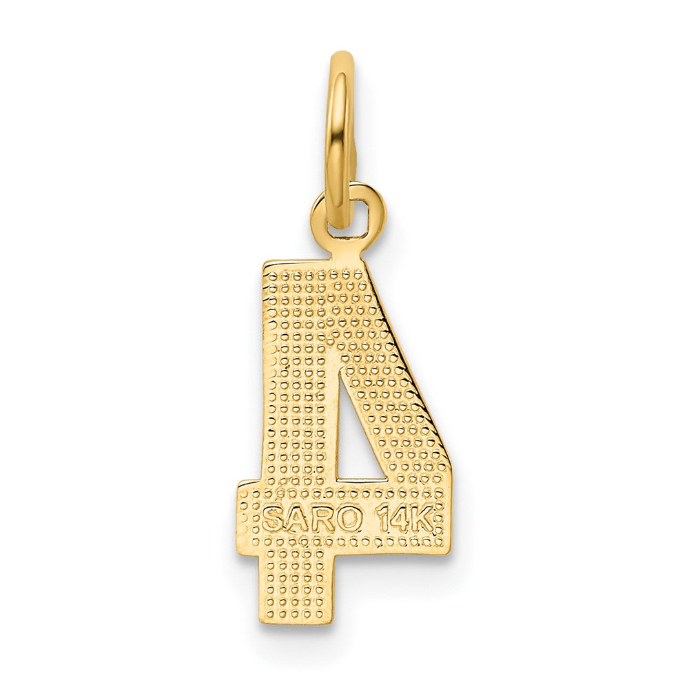 FJC Finejewelers 10 kt Yellow Gold Casted Small Polished Number 4 Charm 20 x 7 mm