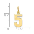 FJC Finejewelers 10 kt Yellow Gold Casted Small Polished Number 5 Charm 20 x 7 mm