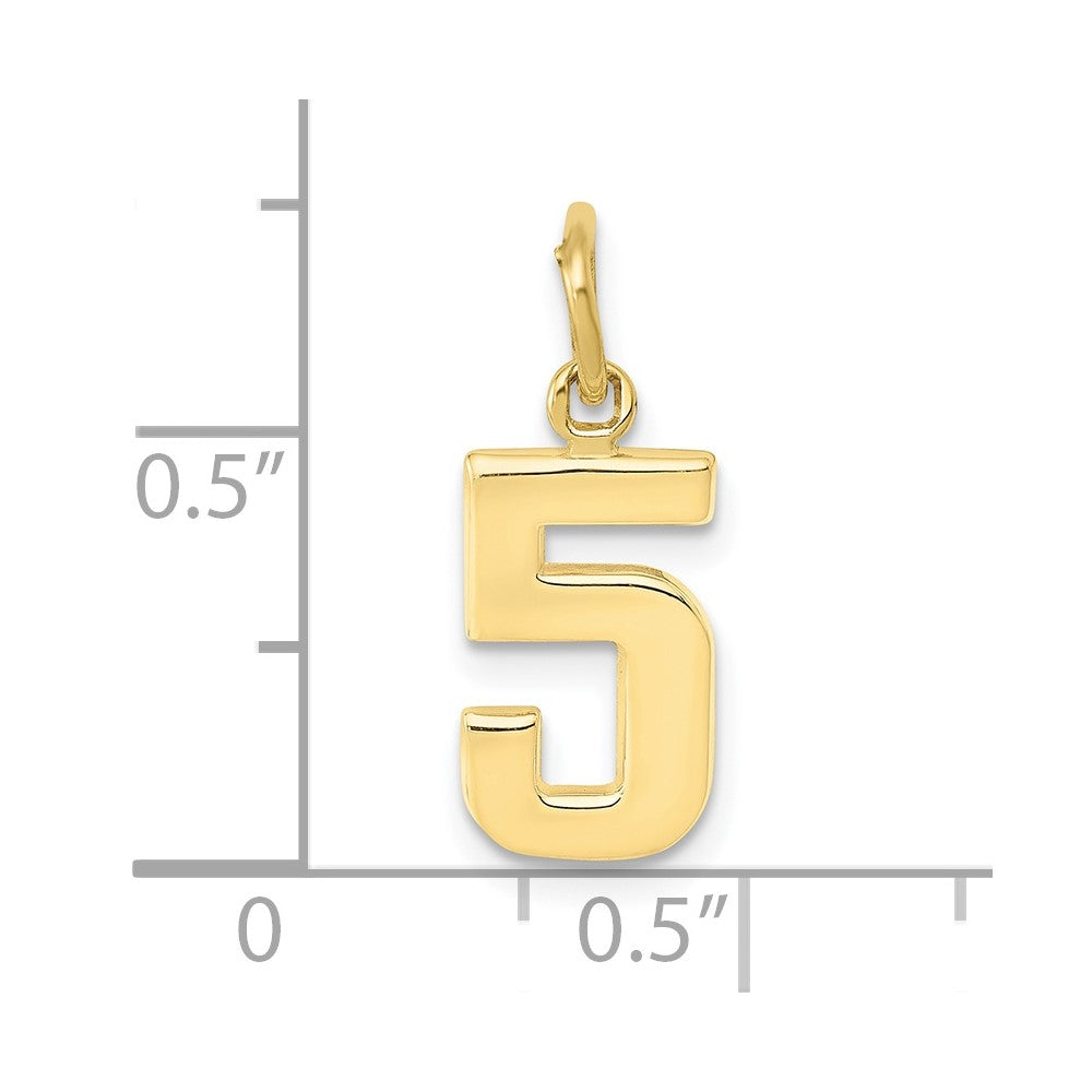 FJC Finejewelers 10 kt Yellow Gold Casted Small Polished Number 5 Charm 20 x 7 mm