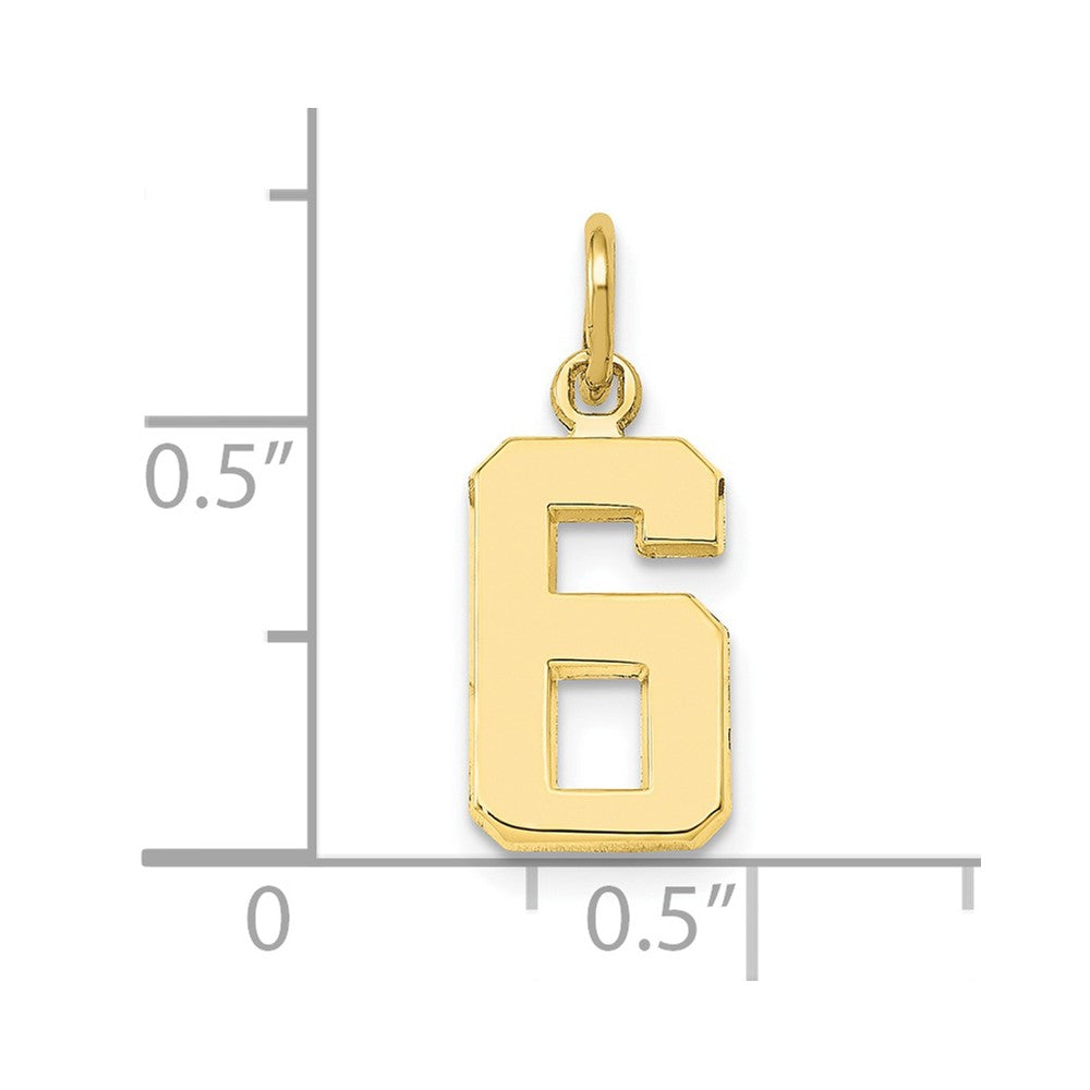 FJC Finejewelers 10 kt Yellow Gold Casted Small Polished Number 6 Charm 20 x 7 mm