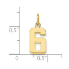 FJC Finejewelers 10 kt Yellow Gold Casted Small Polished Number 6 Charm 20 x 7 mm