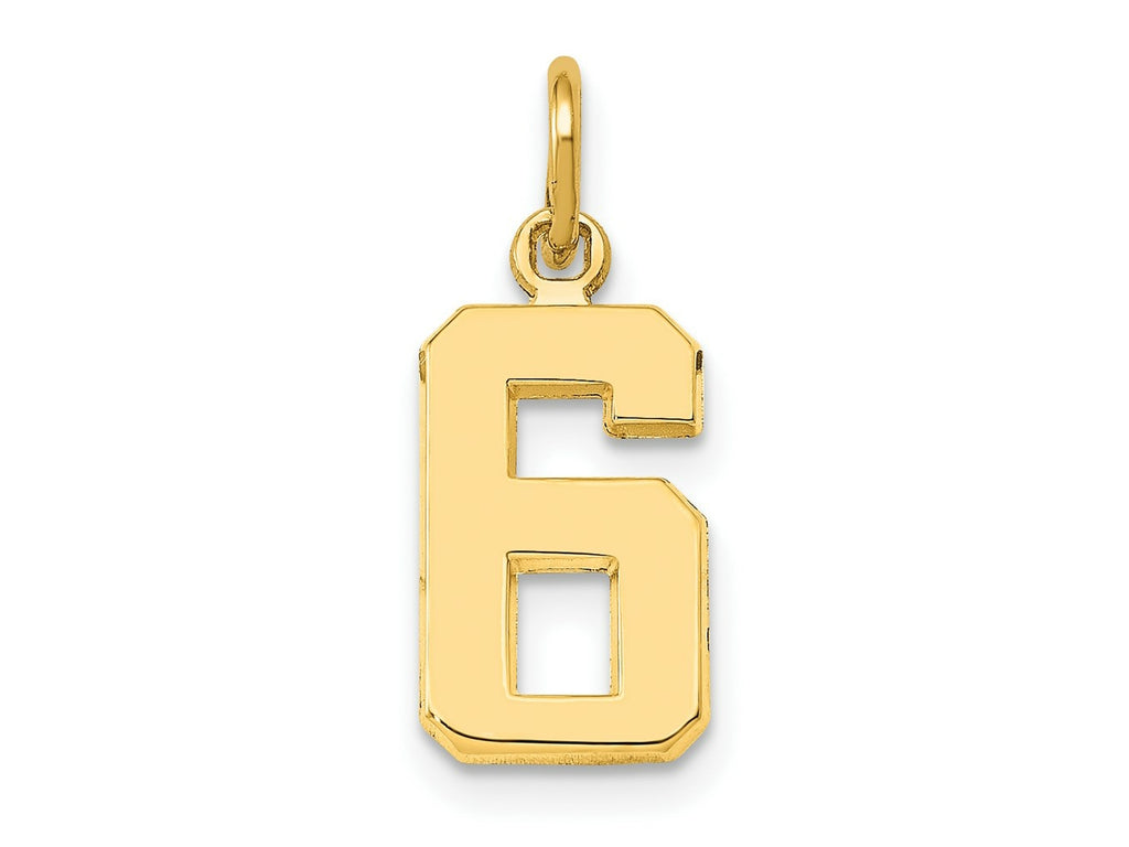 FJC Finejewelers 10 kt Yellow Gold Casted Small Polished Number 6 Charm 20 x 7 mm