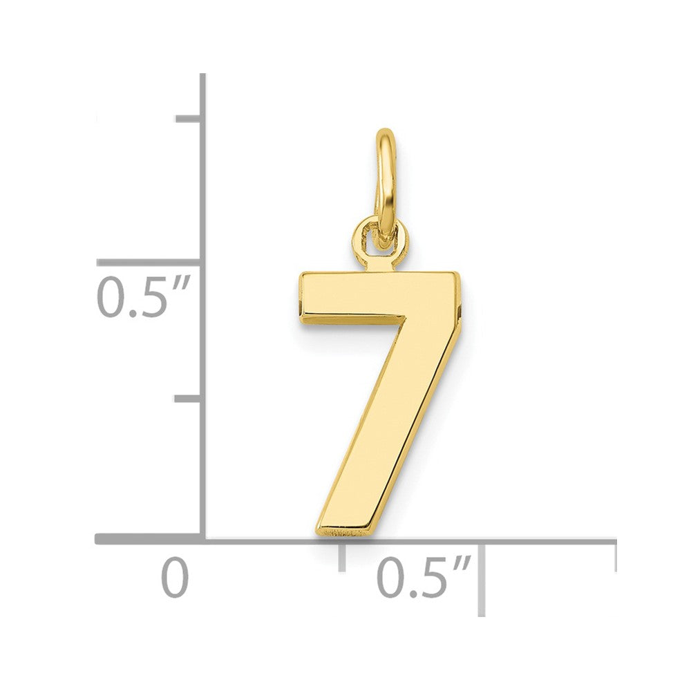 FJC Finejewelers 10 kt Yellow Gold Casted Small Polished Number 7 Charm 20 x 7 mm