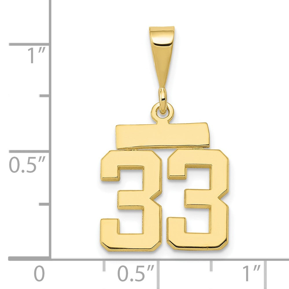 FJC Finejewelers 10 kt Yellow Gold Casted Small Polished Number 33 Charm 27 x 15 mm