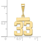 FJC Finejewelers 10 kt Yellow Gold Casted Small Polished Number 33 Charm 27 x 15 mm