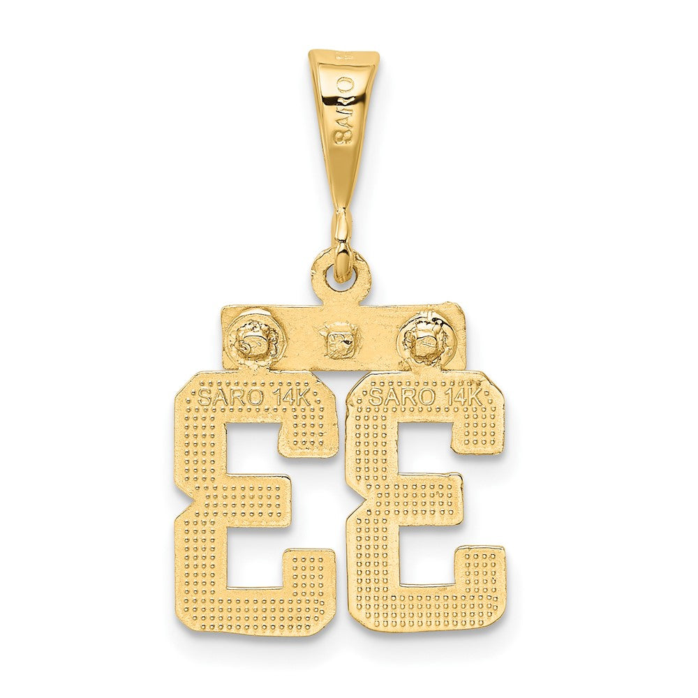 FJC Finejewelers 10 kt Yellow Gold Casted Small Polished Number 33 Charm 27 x 15 mm