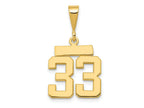 FJC Finejewelers 10 kt Yellow Gold Casted Small Polished Number 33 Charm 27 x 15 mm