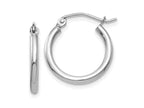 FJC Finejewelers 10 kt White Gold Hoops Polished 2mm Lightweight Tube Hoop Earrings 17 mm x 17.97 mm