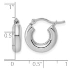 FJC Finejewelers 10 kt White Gold Polished x 15mm Lightweight Tube Hoop Earrings 15 mm x 4 mm