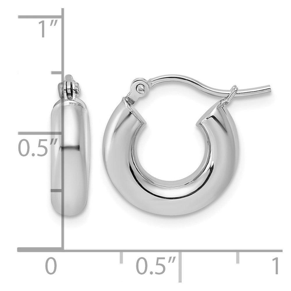 FJC Finejewelers 10 kt White Gold Polished x 15mm Lightweight Tube Hoop Earrings 15 mm x 4 mm