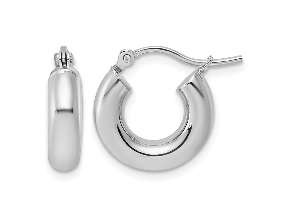 FJC Finejewelers 10 kt White Gold Polished x 15mm Lightweight Tube Hoop Earrings 15 mm x 4 mm