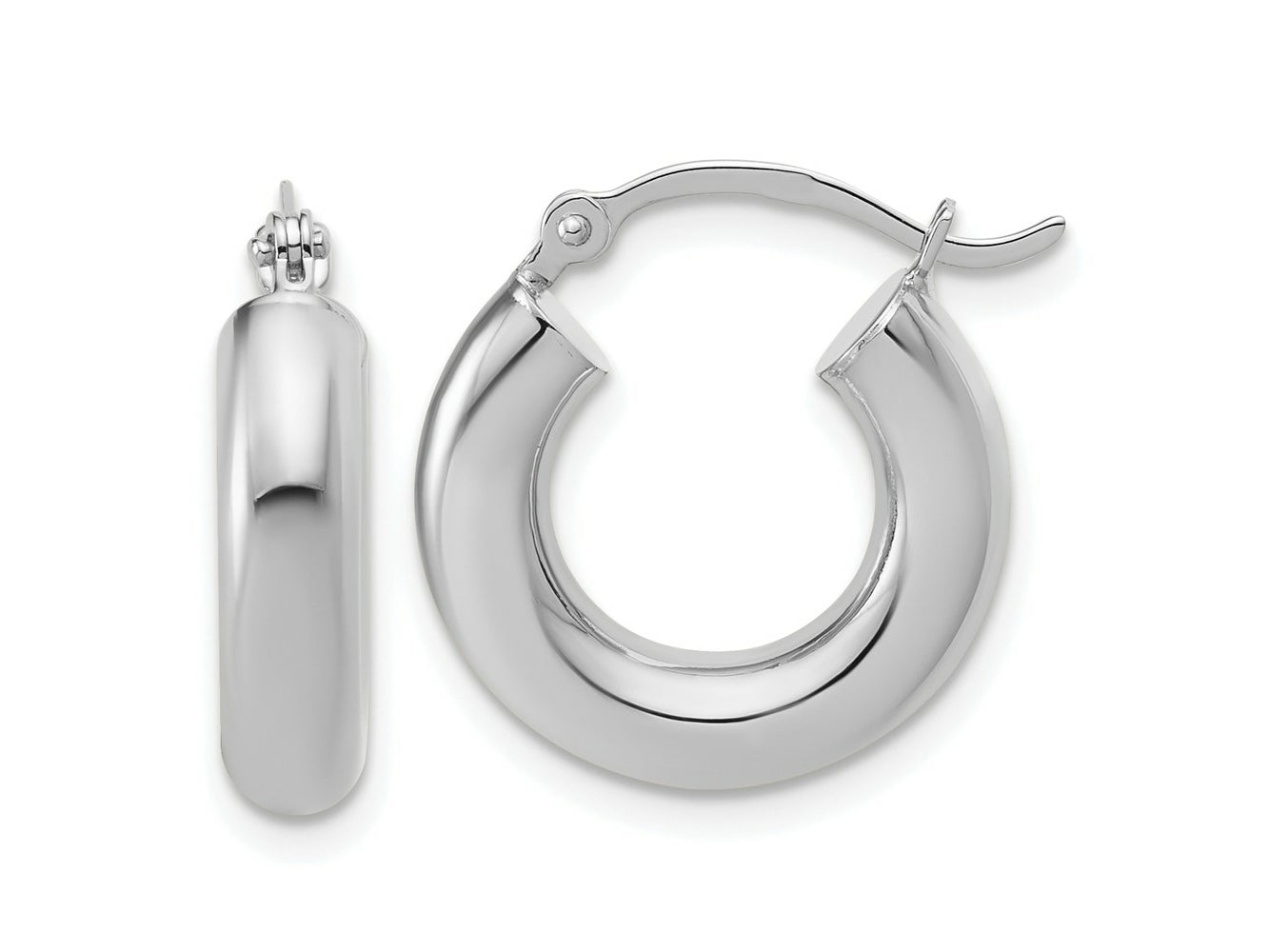 FJC Finejewelers 10 kt White Gold Polished x 17mm Tube Hoop Earrings 17 mm x 4 mm