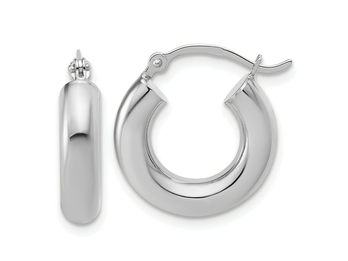 FJC Finejewelers 10 kt White Gold Polished x 17mm Tube Hoop Earrings 17 mm x 4 mm