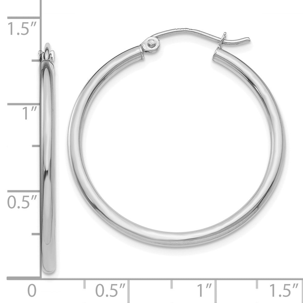 FJC Finejewelers 10 kt White Gold Hoops Polished 2mm Lightweight Tube Hoop Earrings 30 mm x 35 mm