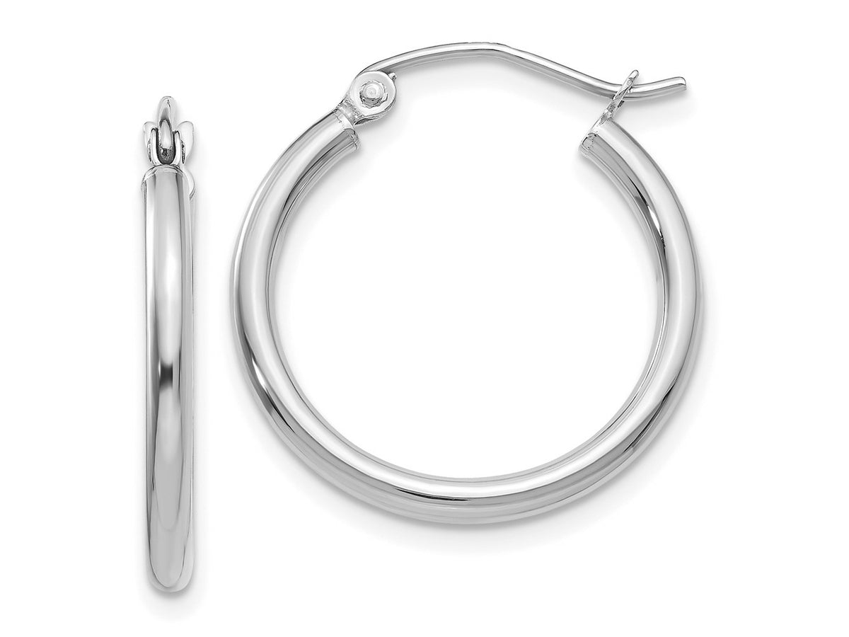 FJC Finejewelers 10 kt White Gold Hoops Polished 2mm Lightweight Tube Hoop Earrings 20 mm x 20.84 mm