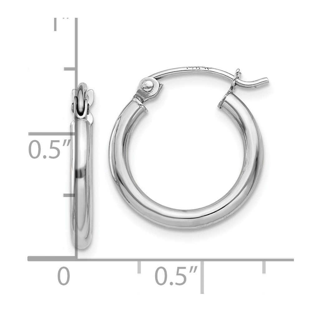 FJC Finejewelers 10 kt White Gold Hoops Polished 2mm Lightweight Tube Hoop Earrings 15 mm x 15.67 mm