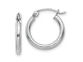 FJC Finejewelers 10 kt White Gold Hoops Polished 2mm Lightweight Tube Hoop Earrings 15 mm x 15.67 mm