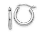 FJC Finejewelers 10 kt White Gold Hoops Polished 2mm Lightweight Tube Hoop Earrings 13 mm x 12.17 mm