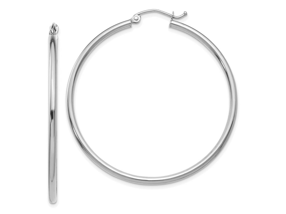 FJC Finejewelers 10 kt White Gold Hoops Polished 2mm Lightweight Tube Hoop Earrings 45 mm x 45.37 mm