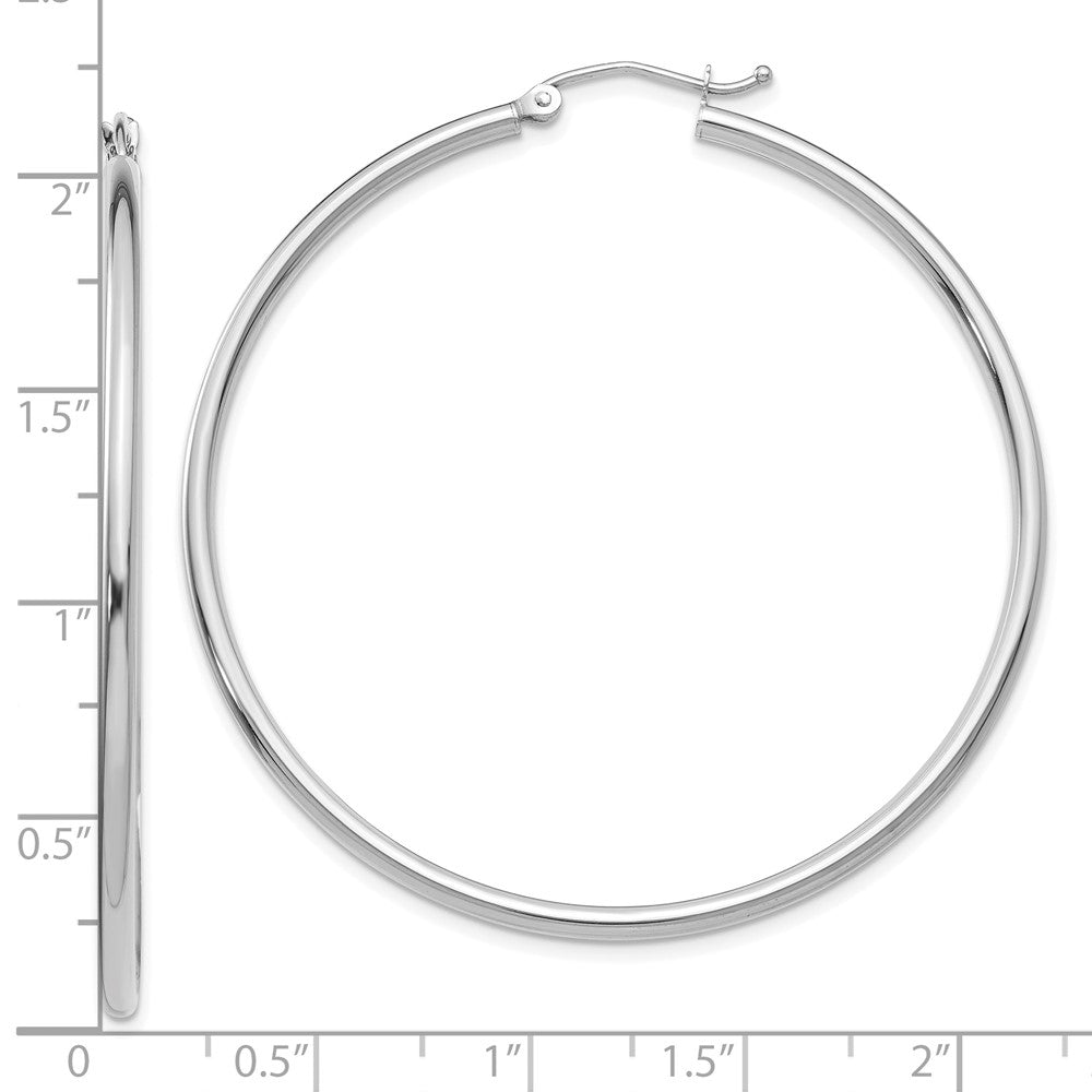 FJC Finejewelers 10 kt White Gold Hoops Polished 2mm Lightweight Tube Hoop Earrings 50 mm x 51.22 mm
