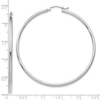 FJC Finejewelers 10 kt White Gold Hoops Polished 2mm Lightweight Tube Hoop Earrings 55 mm x 56 mm