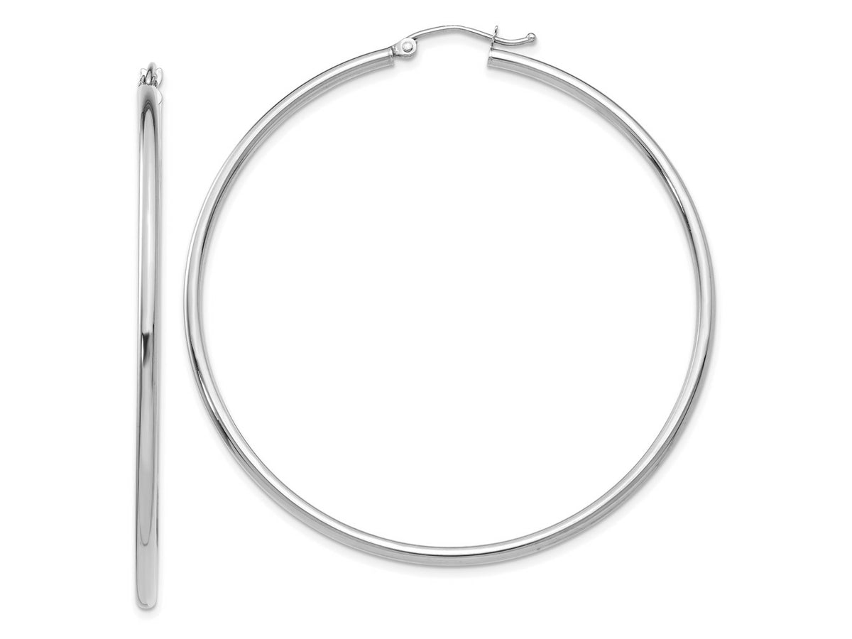 FJC Finejewelers 10 kt White Gold Hoops Polished 2mm Lightweight Tube Hoop Earrings 55 mm x 56 mm
