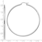 FJC Finejewelers 10 kt White Gold Hoops Polished 2mm Lightweight Tube Hoop Earrings 60 mm x 59.85 mm