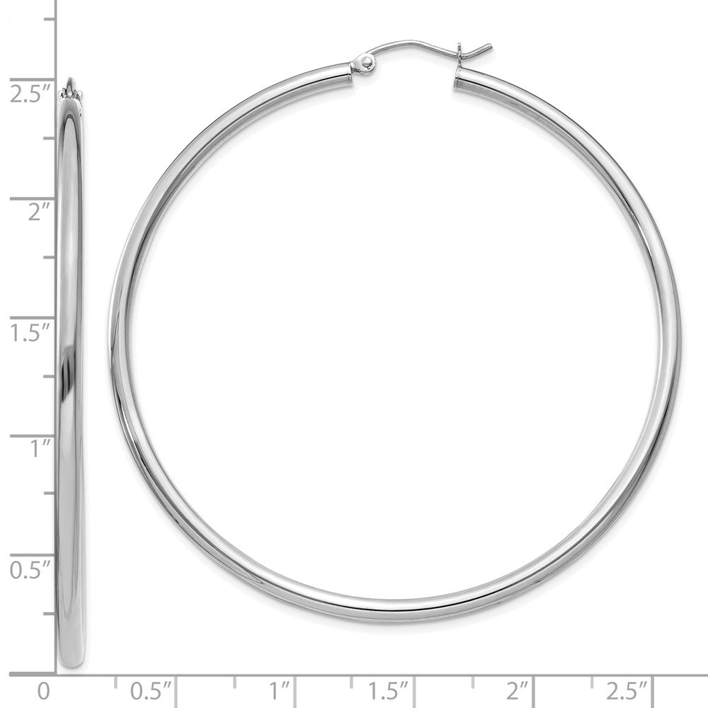 FJC Finejewelers 10 kt White Gold Hoops Polished 2.5mm Lightweight Tube Hoop Earrings 60 mm x 60.6 mm