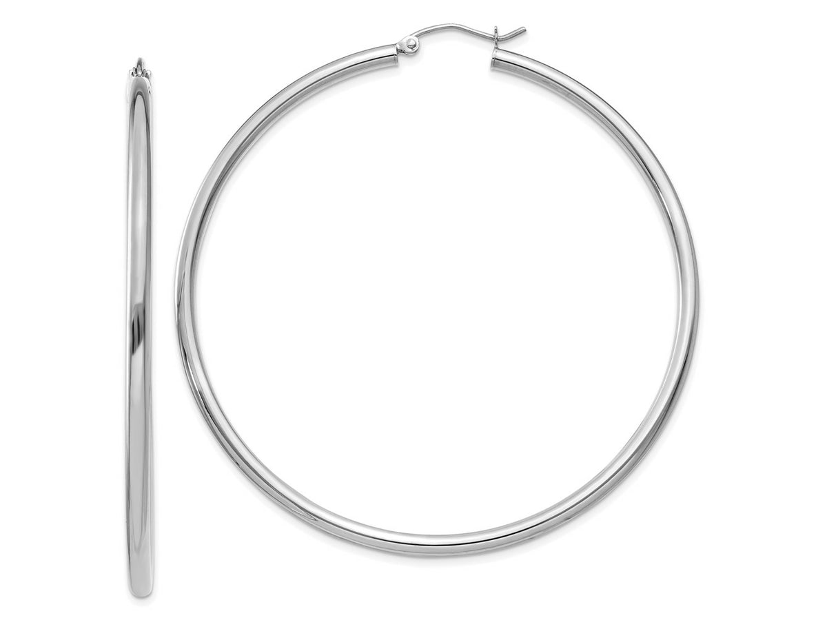 FJC Finejewelers 10 kt White Gold Hoops Polished 2.5mm Lightweight Tube Hoop Earrings 60 mm x 60.6 mm