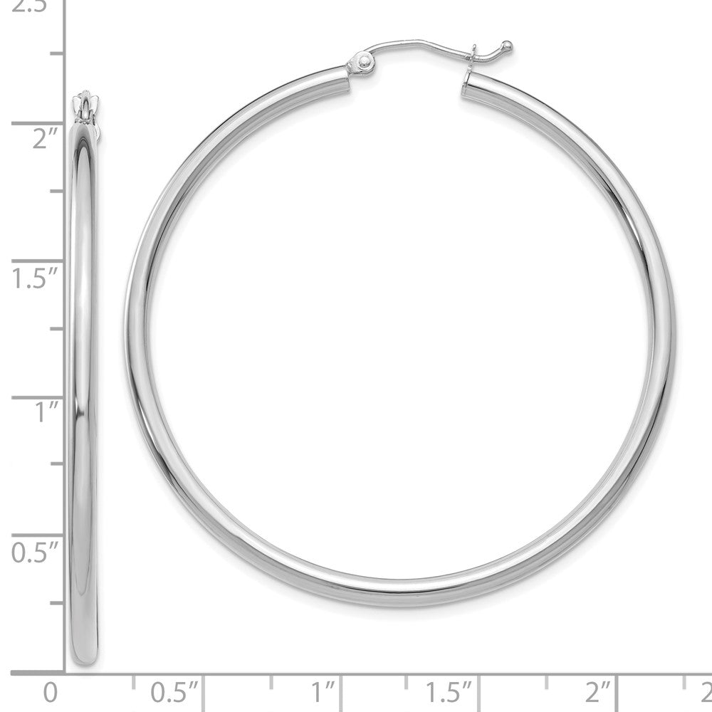 FJC Finejewelers 10 kt White Gold Hoops Polished 2.5mm Lightweight Tube Hoop Earrings 50 mm x 50.76 mm